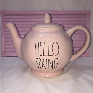 Rae Dunn HELLO SPRING Tea Pot Pink Ceramic